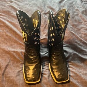 Monster Energy SE7E.M wide square toe boots in EUC